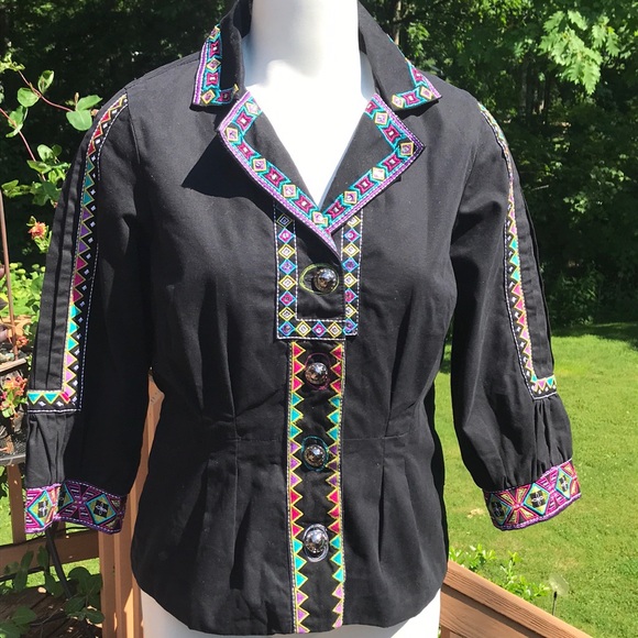 Bleu Bayou artsy jacket M - Picture 2 of 11